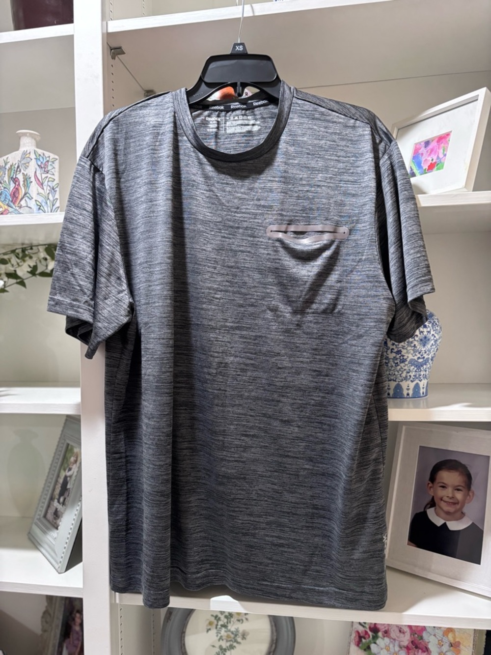 Reebok Men's Heather Gray Pocket Tee - Casual Crewneck Shirt